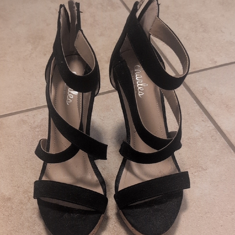 Charlies Elegant Black Strappy Heels